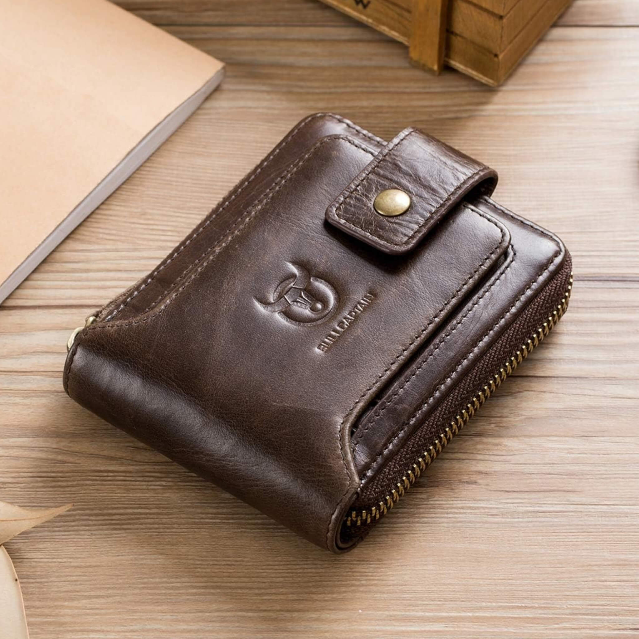 zip leather wallet, mens