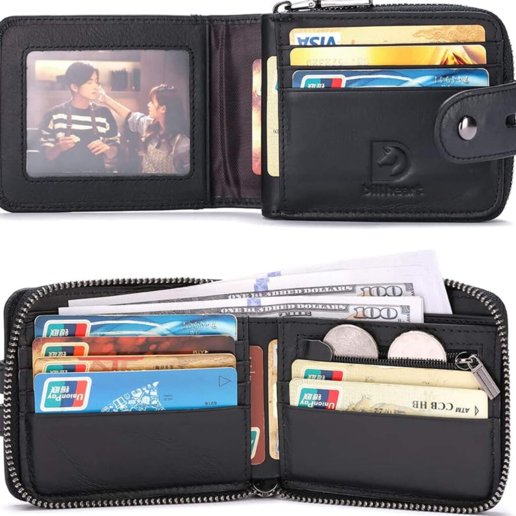 mens wallet with zipper inside